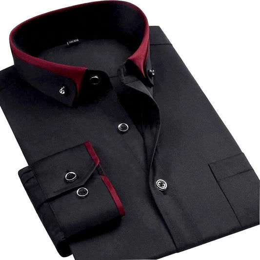 Camisa de Hombre de Manga Larga con Cuello Clásico I Ideal para Primavera y Otoño
