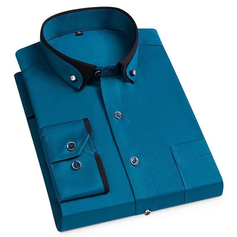 Camisa de Hombre de Manga Larga con Cuello Clásico I Ideal para Primavera y Otoño