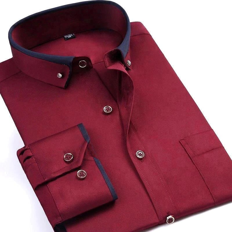 Camisa de Hombre de Manga Larga con Cuello Clásico I Ideal para Primavera y Otoño