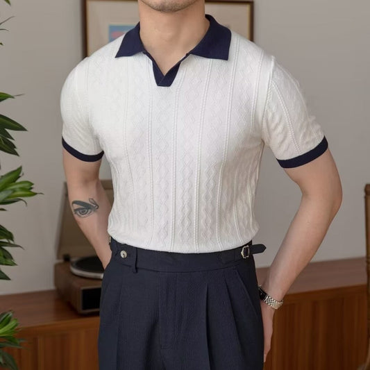 Camisa Polo de Bloque de Color Ajustada Ideal para Verano