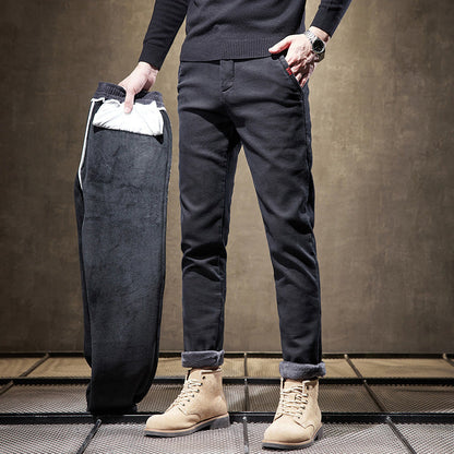 Pantalones de Negocios Rectos Slim Fit para Hombre – Gruesos, Ideales para Otoño e Invierno
