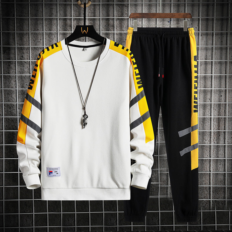 Jersey con Cuello Redondo y Pantalón Largo Deportivo a Bloques de Color – Ideal para Primavera y Otoño