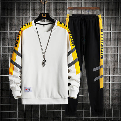 Jersey con Cuello Redondo y Pantalón Largo Deportivo a Bloques de Color – Ideal para Primavera y Otoño
