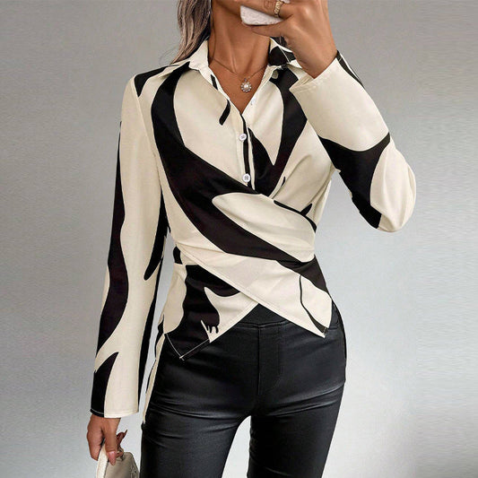 Camisa de Manga Larga con Cruzado de Colores Contrastantes | Ideal para Primavera y Otoño