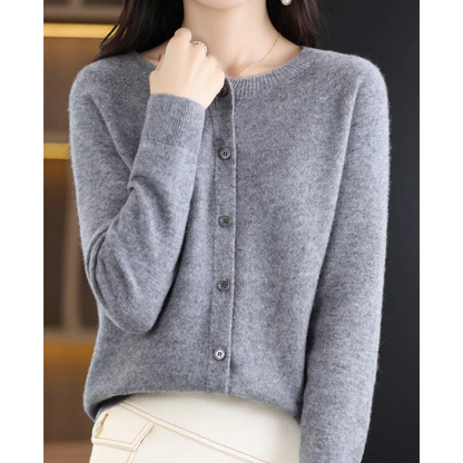 Cárdigan de punto suave con cuello redondo I Ideal para otoño e invierno