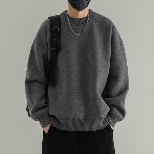 Suéter de Cuello Redondo Unicolor para Hombres – Ideal para Otoño