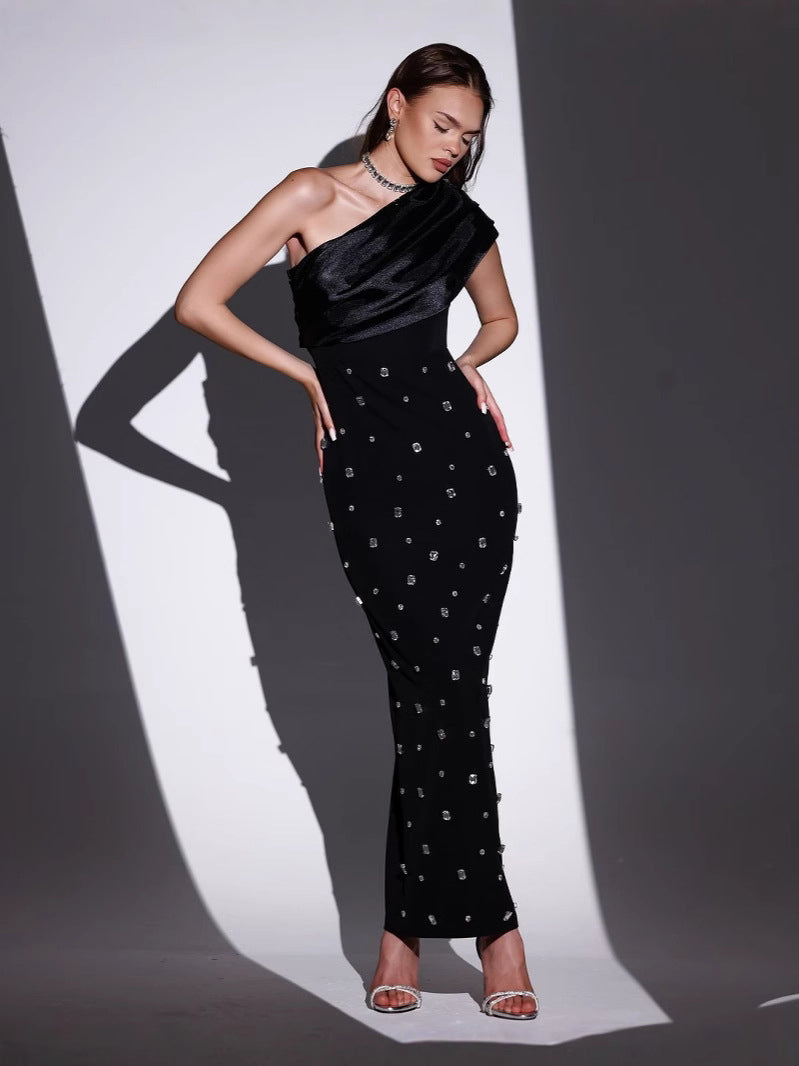 Vestido de Noche de Manga Larga con Hombros al Descubierto | Ideal para Otoño e Invierno