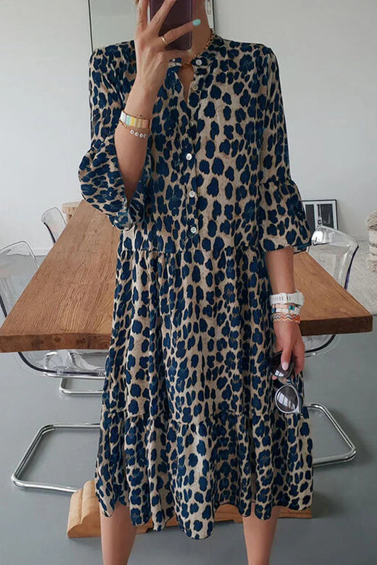 Vestido Midi de Leopardo con Abertura Lateral | Ideal para Primavera