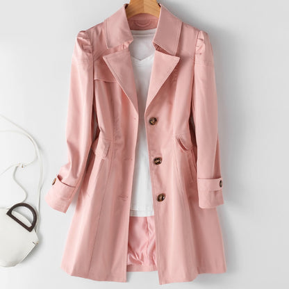 Chaqueta de poliéster de longitud media para hombre con cierre de un solo botón | Ideal para primavera y otoño  Chaqueta ligera y versátil de corte