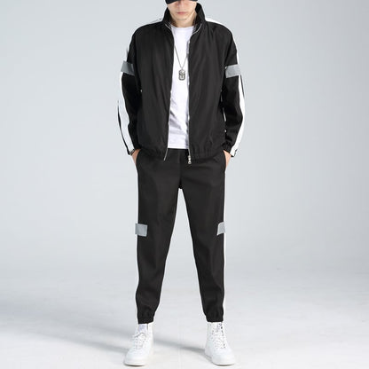 Conjunto deportivo de primavera para hombre de dos piezas con cuello de béisbol – Ideal para primavera