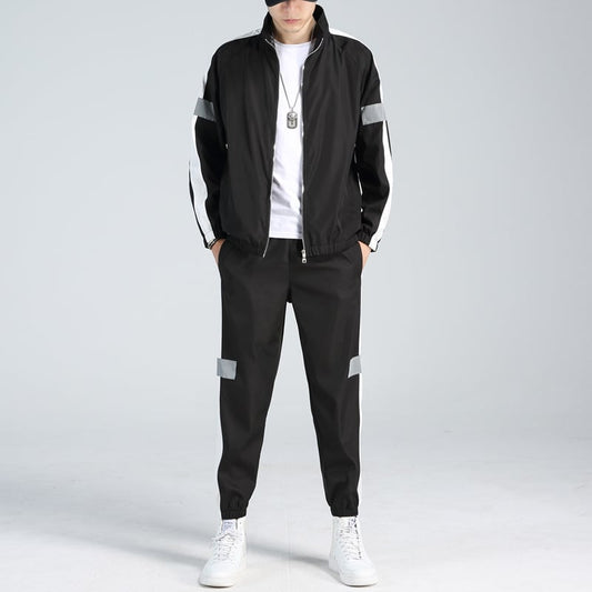 Conjunto deportivo de primavera para hombre de dos piezas con cuello de béisbol – Ideal para primavera