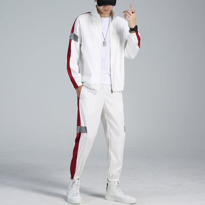Conjunto deportivo de primavera para hombre de dos piezas con cuello de béisbol – Ideal para primavera