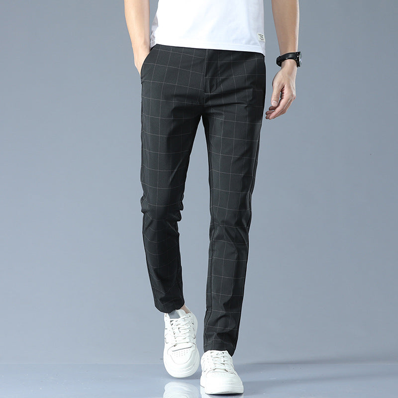 Pantalones Cortos de Seda Helada a Cuadros para Hombre, Ideales para el Verano