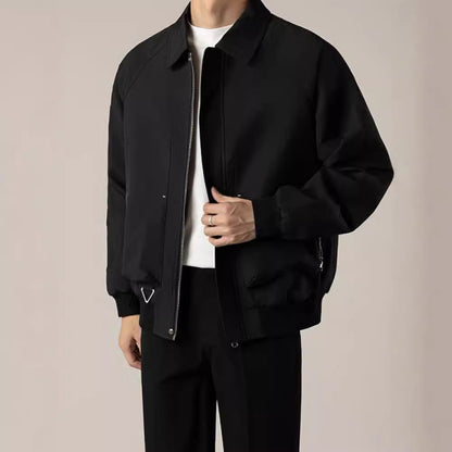 Chaqueta corta de solapa holgada para hombre con bolsillos laterales | Ideal para primavera y otoño