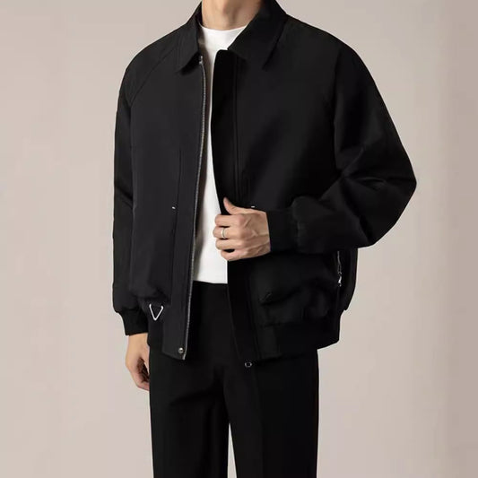 Chaqueta corta de solapa holgada para hombre con bolsillos laterales | Ideal para primavera y otoño