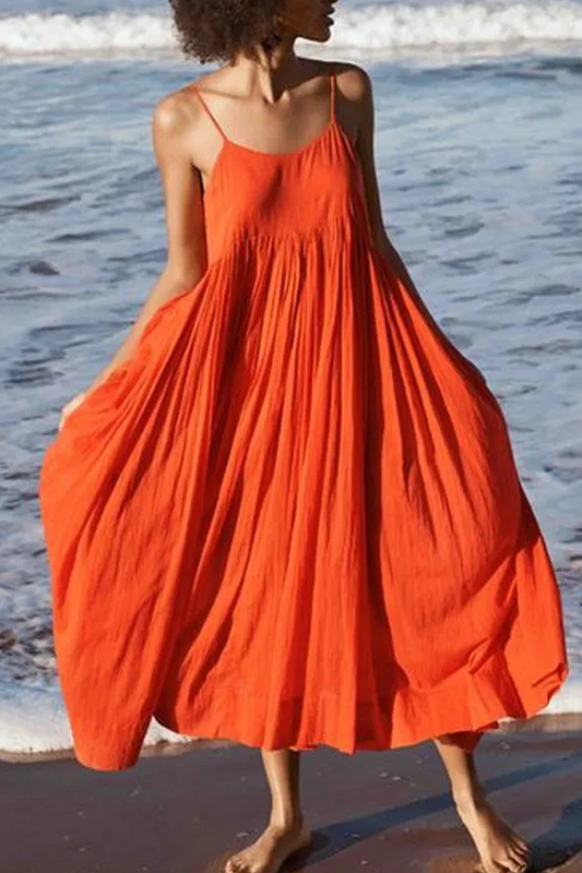 Vestido de Patchwork Multinivel hasta la Pantorrilla con Tirantes Finos | Ideal para el Verano
