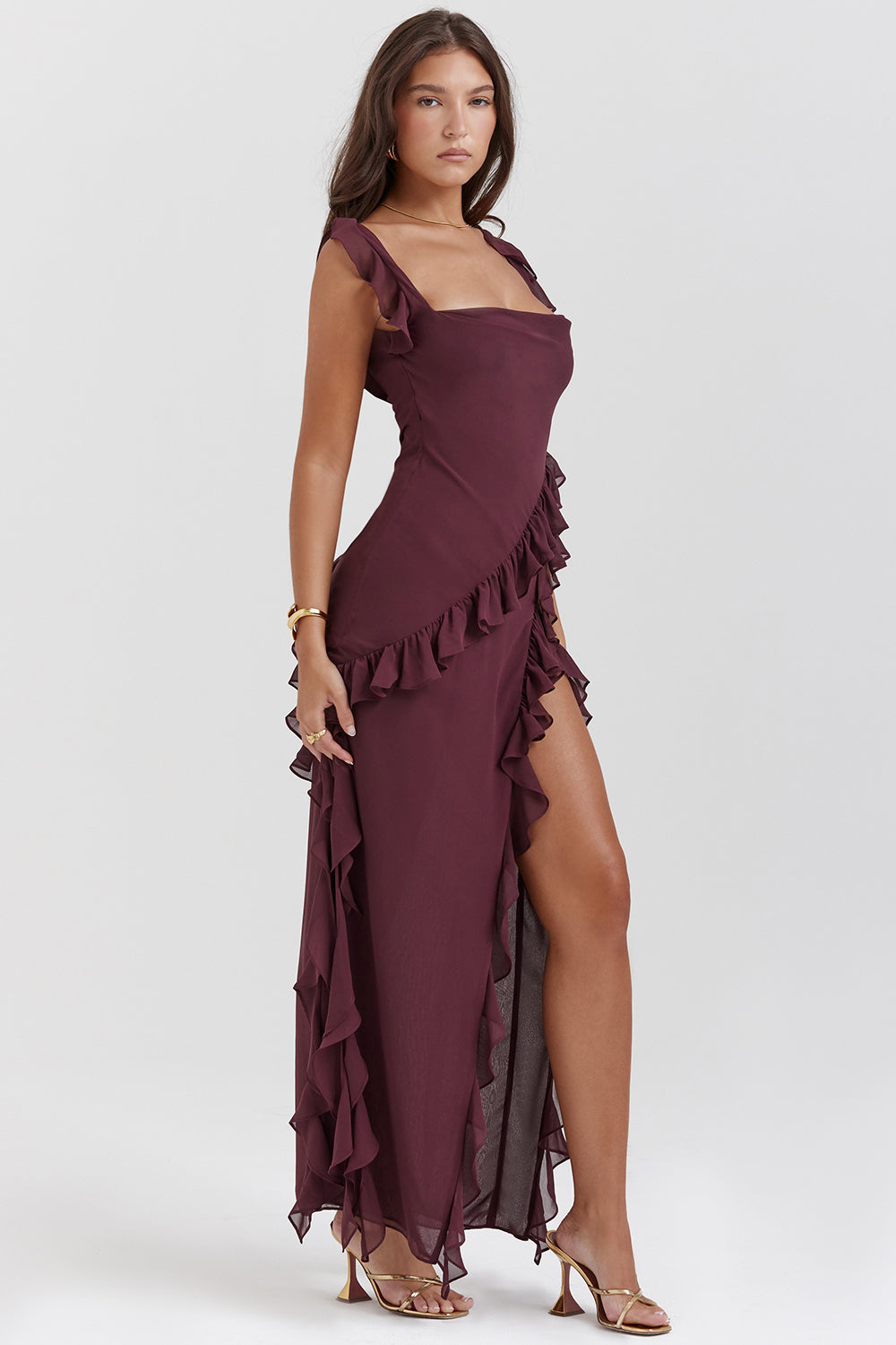Vestido Largo con Volantes y Abertura Delantera | Ideal para Primavera y Verano