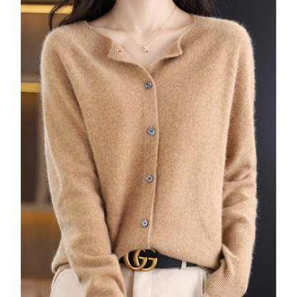 Cárdigan de punto suave con cuello redondo I Ideal para otoño e invierno