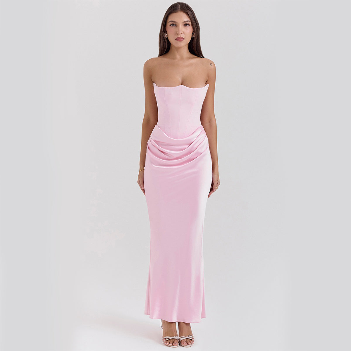 Vestido de Noche Largo sin Tirantes y Espalda Descubierta I Ideal para Primavera y Verano