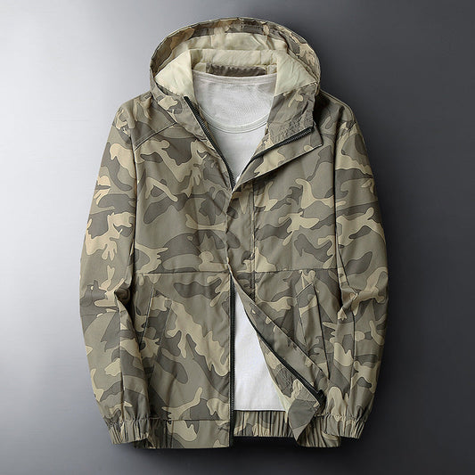 Chaqueta Militar con Capucha y Bolsillos Laterales para Hombre | Ideal para Otoño