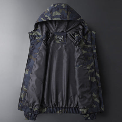 Chaqueta Militar con Capucha y Bolsillos Laterales para Hombre | Ideal para Otoño