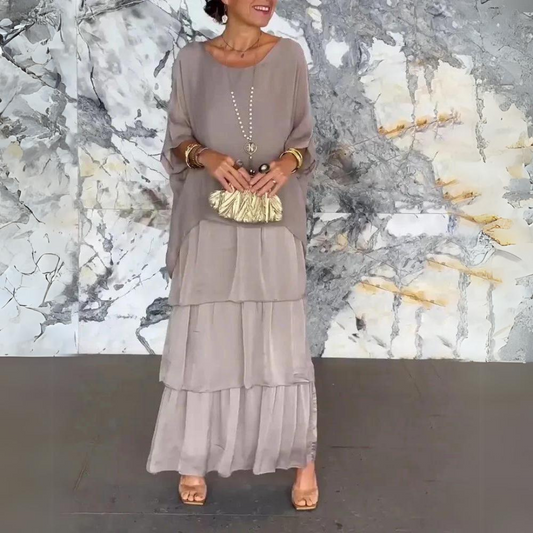 Vestido Largo de Gasa con Ajuste Elegante | Ideal para Primavera y Verano