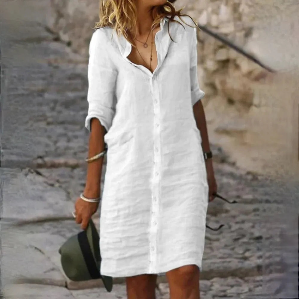 Vestido sin mangas fluido con silueta femenina | Ideal para primavera y verano