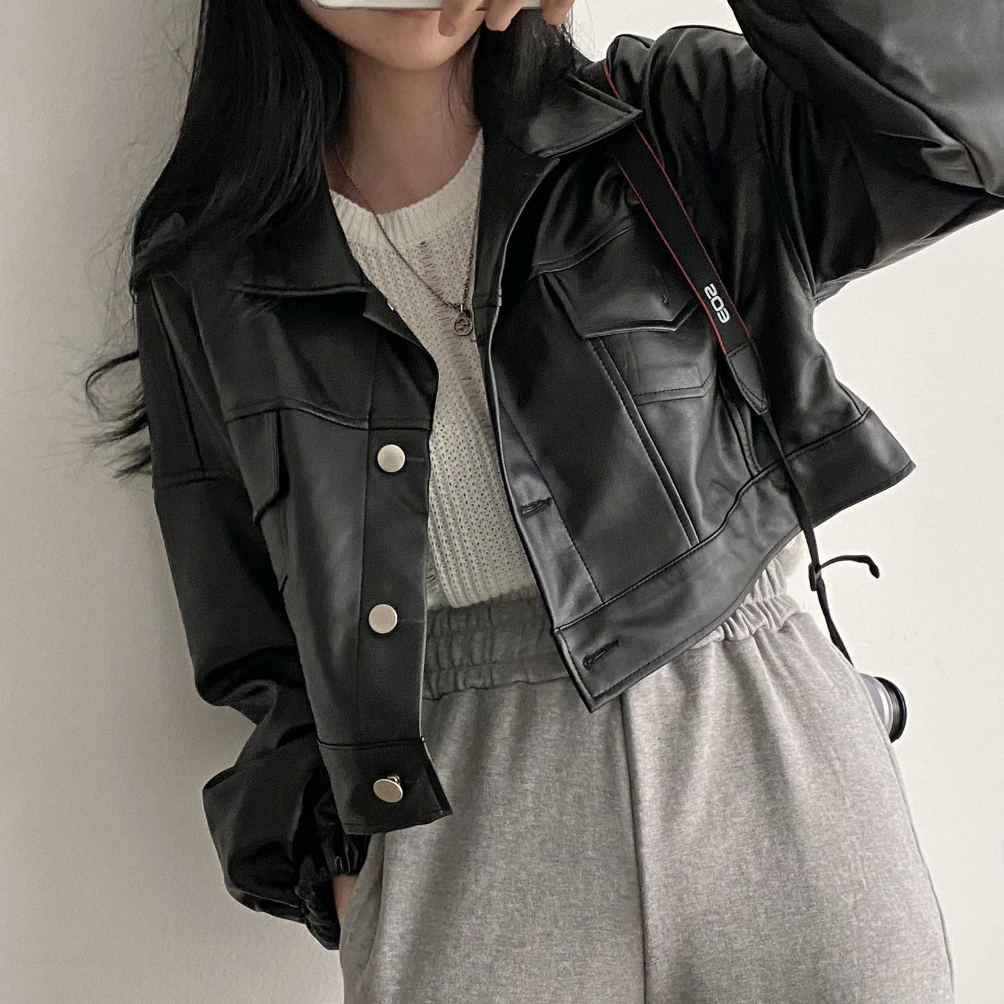 Chaqueta Suelta de Cuero PU | Ideal para Primavera y Otoño