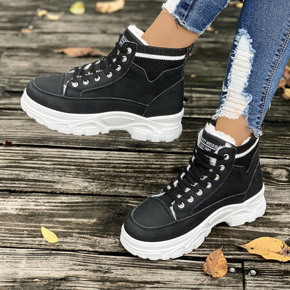 Botas de Tobillo Forradas con Fleece y Suela de Goma con Tacón de Cuña | Ideales para el Invierno