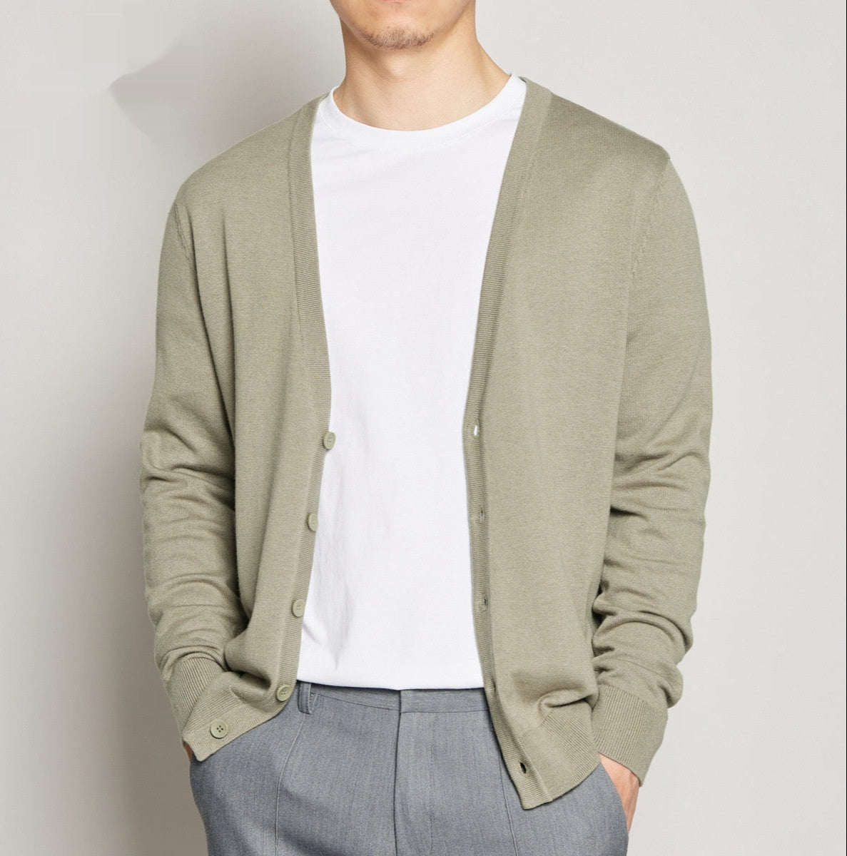 Suéter Cardigan de Color Sólido con Cuello en V Ideal para Primavera y Otoño