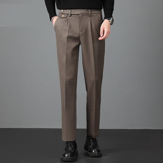 Pantalones de Mezcla de Lana con Elasticidad para Hombre – Ideales para Otoño