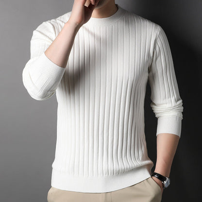 Suéter de Punto de Cuello Redondo Ajustado para Hombre, Ideal para Otoño