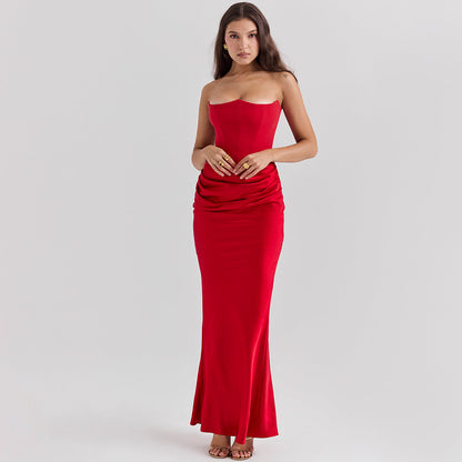 Vestido de Noche Largo sin Tirantes y Espalda Descubierta I Ideal para Primavera y Verano