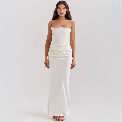 Vestido de Noche Largo sin Tirantes y Espalda Descubierta I Ideal para Primavera y Verano