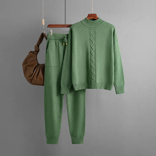 Conjunto de suéter y pantalones de punto con cuello alto | Ideal para el invierno