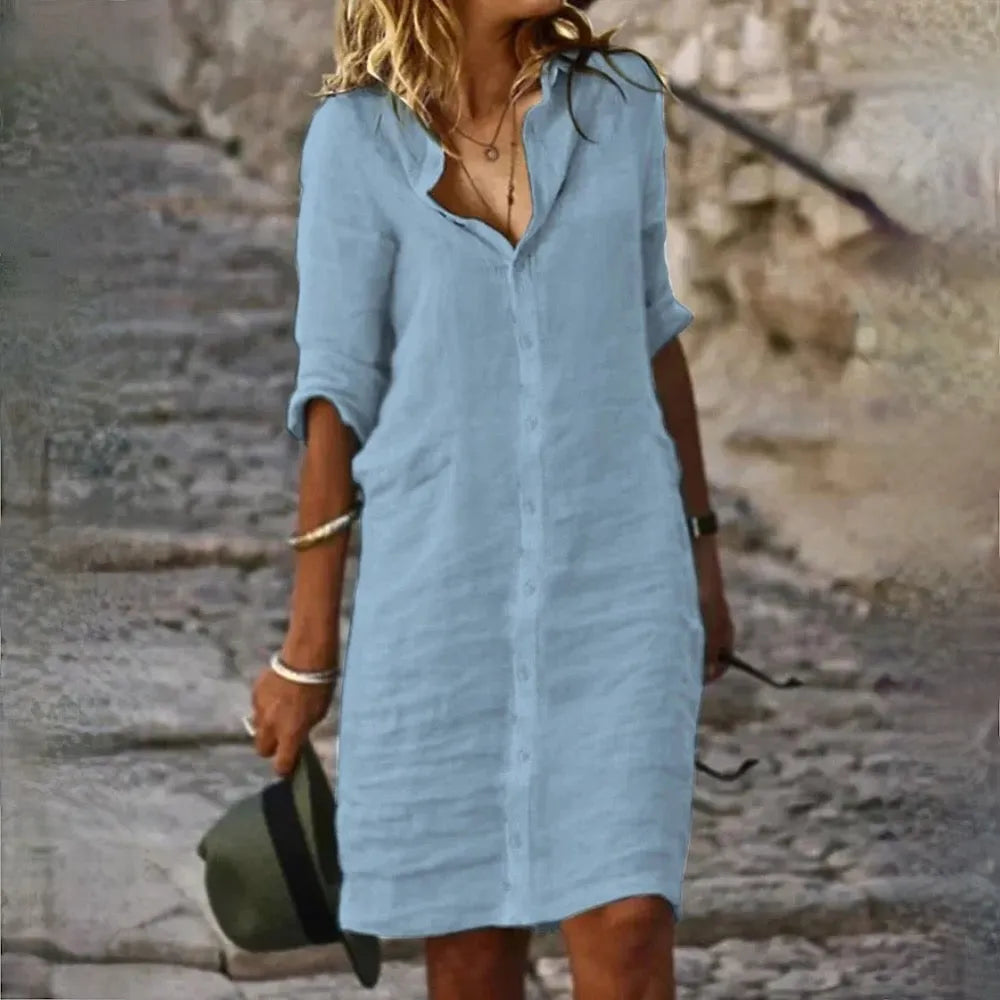 Vestido sin mangas fluido con silueta femenina | Ideal para primavera y verano