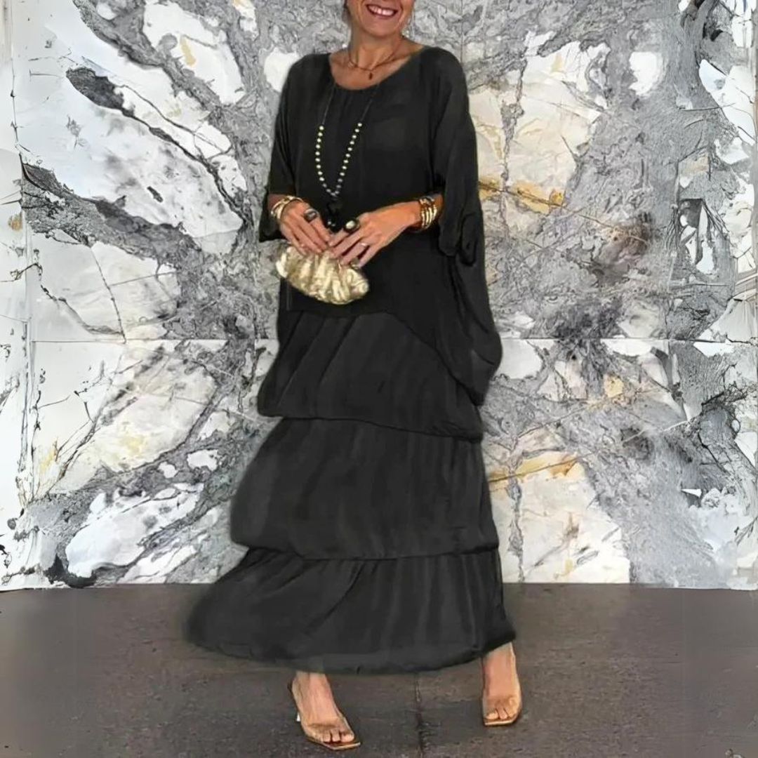 Vestido Largo de Gasa con Ajuste Elegante | Ideal para Primavera y Verano