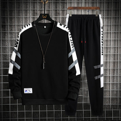 Jersey con Cuello Redondo y Pantalón Largo Deportivo a Bloques de Color – Ideal para Primavera y Otoño