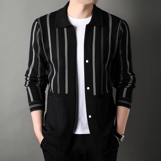 Cárdigan holgado de punto para hombre con mangas largas, ideal para otoño
