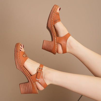 Sandalias de Taco Grueso con Hebilla y Punta Abierta | Ideales para el Verano