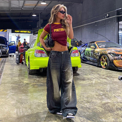 Pantalones Rectos Holgados de Tiro Alto con Degradé | Ideales para Todas las Temporadas