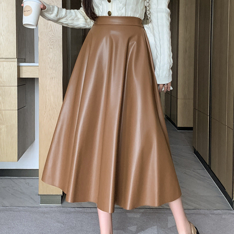 Falda de Paragua de Longitud Media en Cuero PU | Ideal para Todas las Temporadas