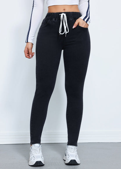 Pantalones Tipo Jogger de Mezclilla con Elástico Alto y Cordón | Ideales para Otoño e Invierno