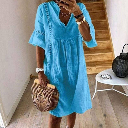 Vestido Boho Suelto con Detalles de Encaje | Ideal para el Verano