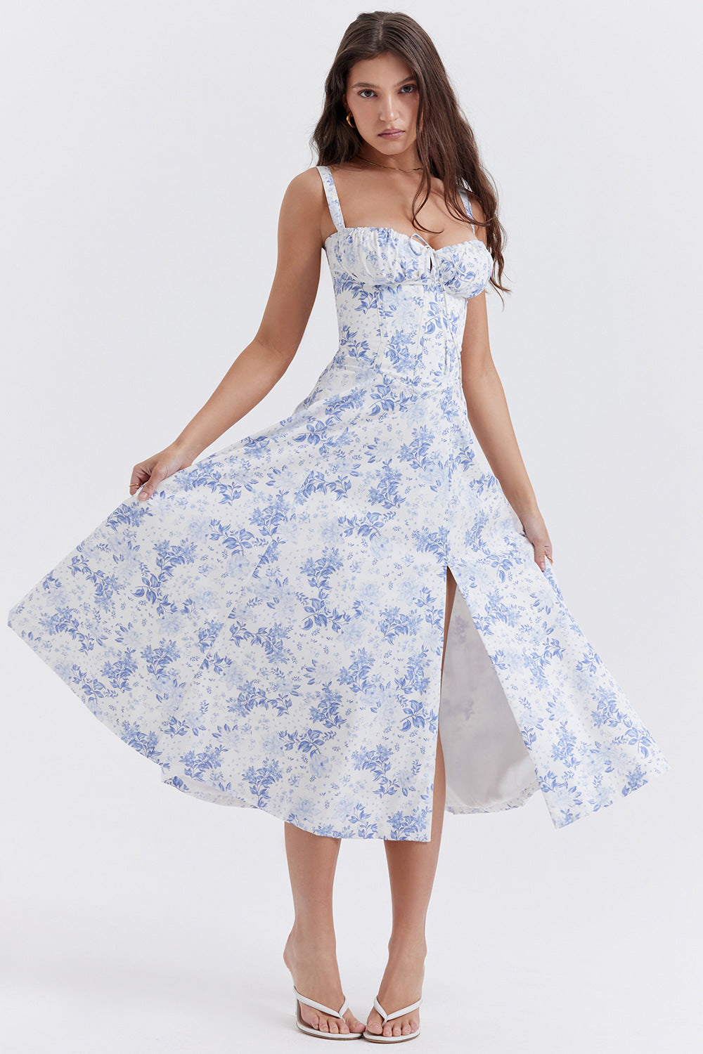 Vestido de estampado floral para mujer con tirantes ajustables | Ideal para verano