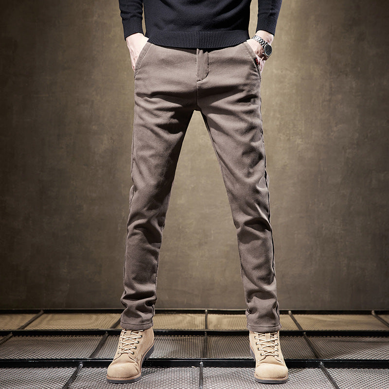 Pantalones de Negocios Rectos Slim Fit para Hombre – Gruesos, Ideales para Otoño e Invierno