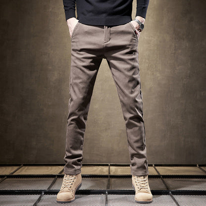 Pantalones de Negocios Rectos Slim Fit para Hombre – Gruesos, Ideales para Otoño e Invierno