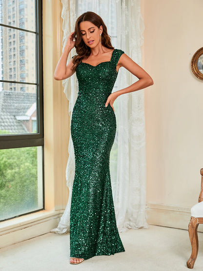Vestido Largo de Lentejuelas Verdes | Ideal para Primavera y Verano