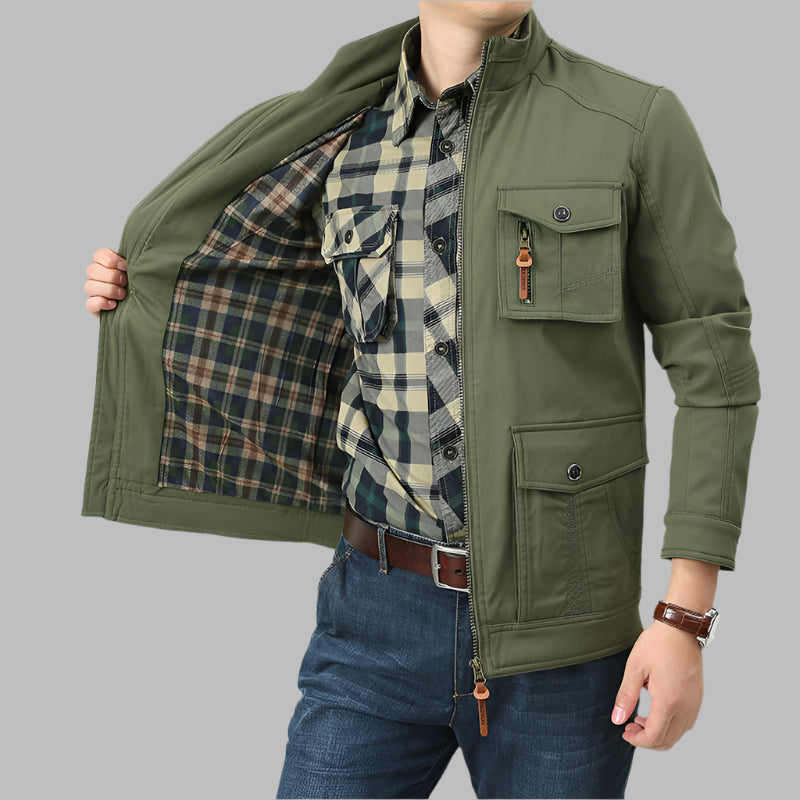 Chaqueta de Trabajo para Hombre con Protección contra el Viento y Mezcla de Algodón | Ideal para Primavera y Otoño