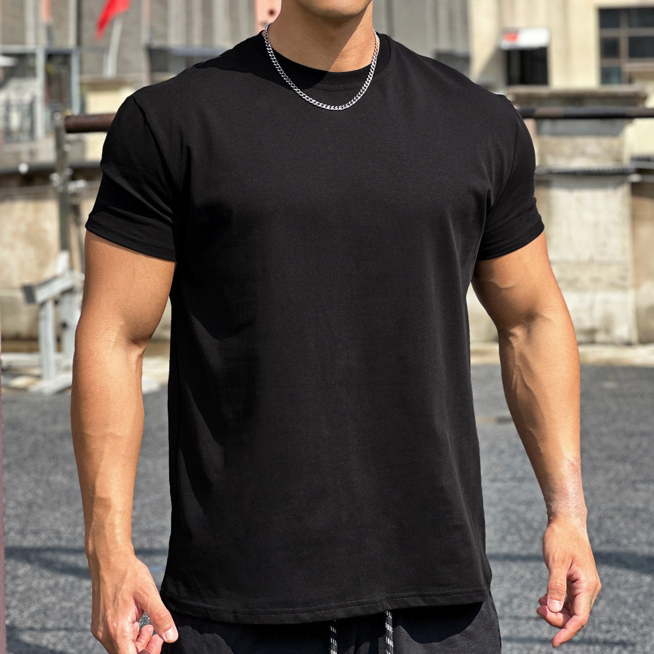 Camiseta Deportiva de Algodón Holgada de Manga Corta Ideal para el Verano